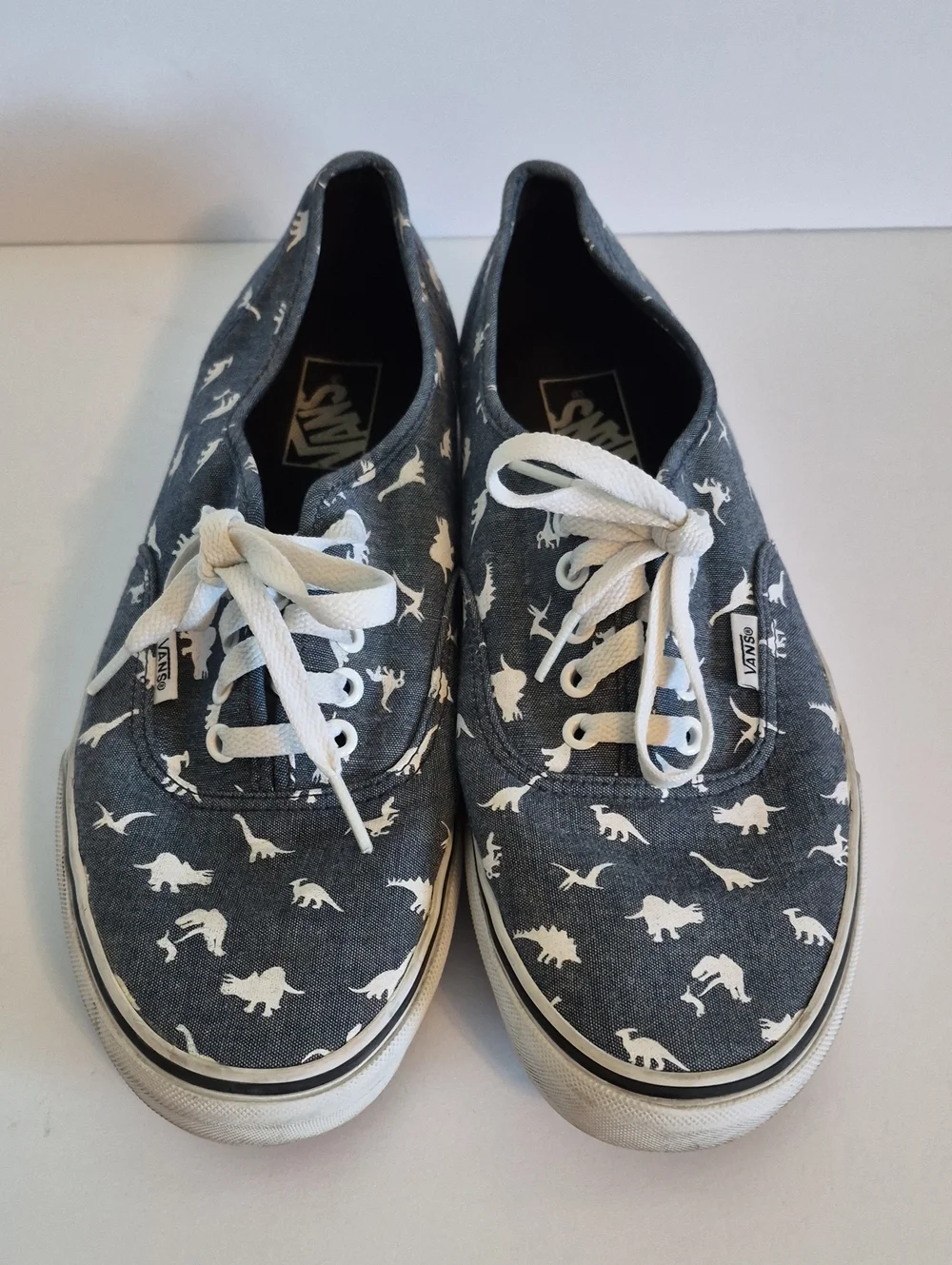 Dinosaur Denim Vans Tennis Shoes Unisex Size 9.5